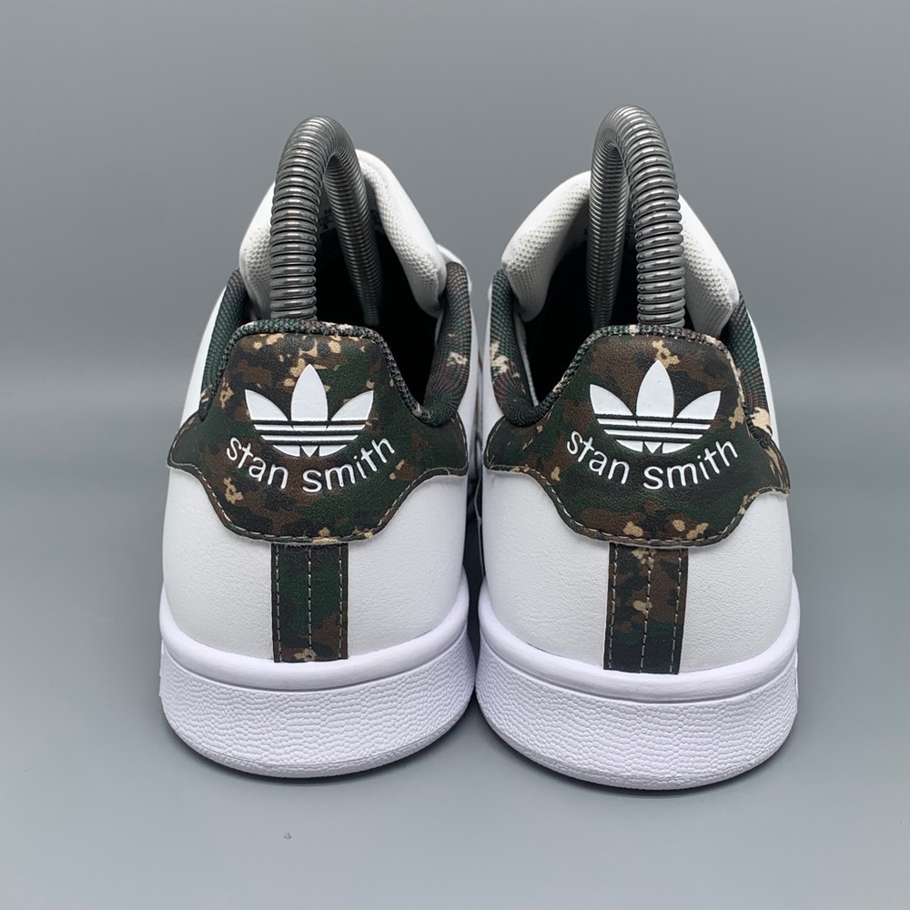 Adidas Stan Smith J ID7219 White Camo Shoes Youth Sz 4 EU 36 - Picture 3 of 11